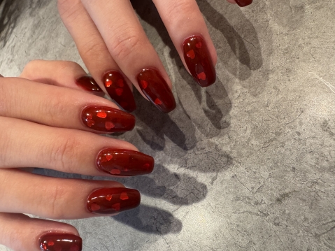 ハート埋め込みネイル